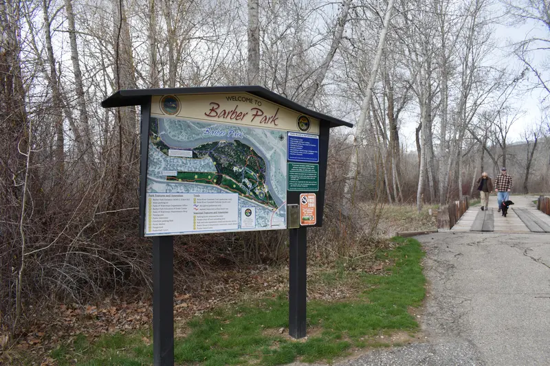 Spring view of the Boise River at Barber Park in Boise, Idaho