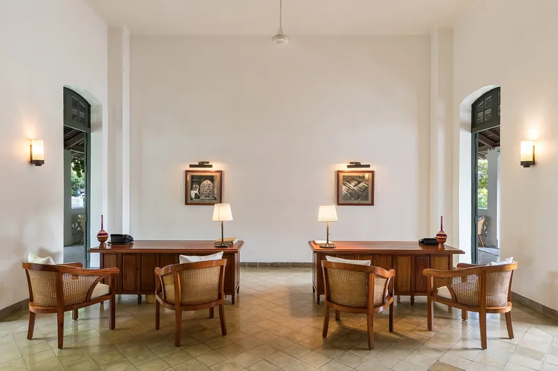 Hotel reception desk and front counter in a luxury lobby
